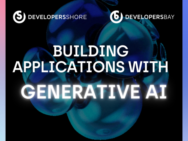 Banner for weinar on 4th April 2024 - building applications with generative AI